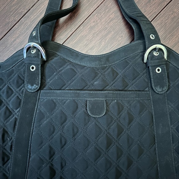 Elegant Black Quilted Tote Bag - Picture 2 of 5